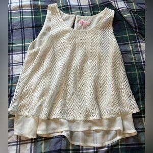 Candie's Ivory Chevron Lace Top